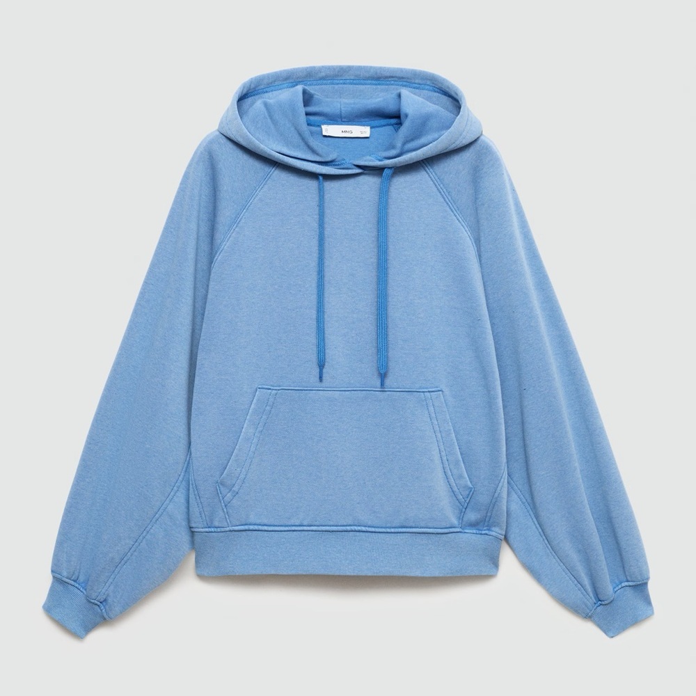 Mango Blue cotton Hoodie Sweatshirt NWT - Picture 2 of 4